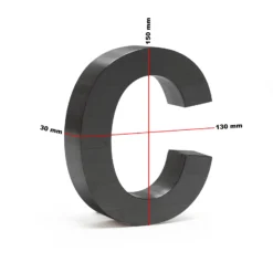 Wiltec Hausnummer c anthrazit Edelstahl Hausnummer in modernem 3D-Design, Höhe 15 cm, Schrift Arial, rostfrei und witterungsbeständig, mit Montagematerial