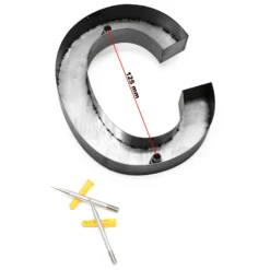 Wiltec Hausnummer c anthrazit Edelstahl Hausnummer in modernem 3D-Design, Höhe 15 cm, Schrift Arial, rostfrei und witterungsbeständig, mit Montagematerial