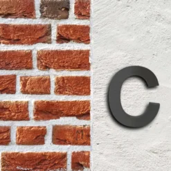 Wiltec Hausnummer c anthrazit Edelstahl Hausnummer in modernem 3D-Design, Höhe 15 cm, Schrift Arial, rostfrei und witterungsbeständig, mit Montagematerial
