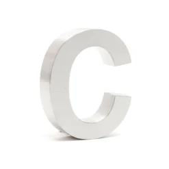 Wiltec Hausnummer c silberfarbene Edelstahl Hausnummer in modernem 3D-Design, Höhe 15 cm, Schrift Arial, rostfrei und witterungsbeständig, mit Montagematerial
