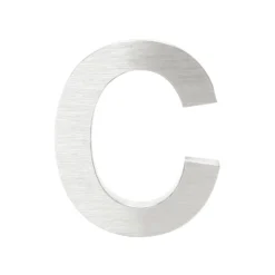 Wiltec Hausnummer c silberfarbene Edelstahl Hausnummer in modernem 3D-Design, Höhe 15 cm, Schrift Arial, rostfrei und witterungsbeständig, mit Montagematerial