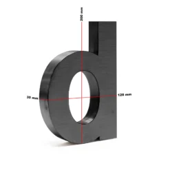 Wiltec Hausnummer d anthrazit Edelstahl Hausnummer in modernem 3D-Design, Höhe 20 cm, Schrift Arial, rostfrei und witterungsbeständig, mit Montagematerial