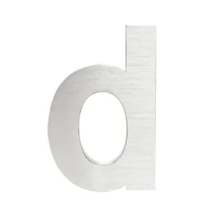 Wiltec Hausnummer d silberfarbene Edelstahl Hausnummer in modernem 3D-Design, Höhe 20 cm, Schrift Arial, rostfrei und witterungsbeständig, mit Montagematerial