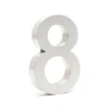 Wiltec Hausnummer 8 silberfarbene Edelstahl Hausnummer in modernem 3D-Design, Höhe 20 cm, Schrift Arial, rostfrei und witterungsbeständig, mit Montagematerial
