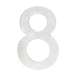 Wiltec Hausnummer 8 silberfarbene Edelstahl Hausnummer in modernem 3D-Design, Höhe 20 cm, Schrift Arial, rostfrei und witterungsbeständig, mit Montagematerial