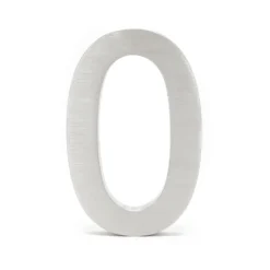 Wiltec Hausnummer 0 silberfarbene Edelstahl Hausnummer in modernem 3D-Design, Höhe 20 cm, Schrift Arial, rostfrei und witterungsbeständig, mit Montagematerial