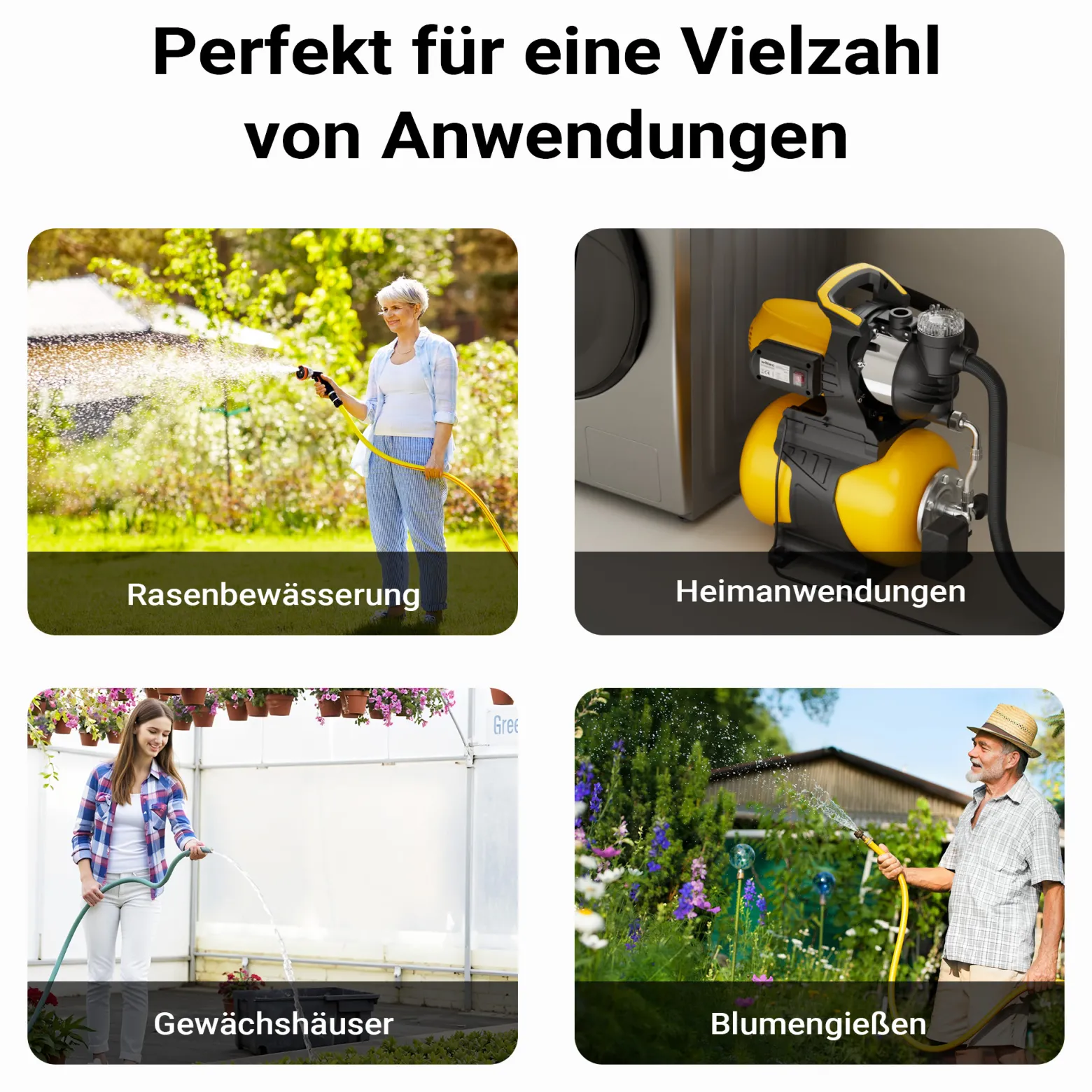 Wiltec Hauswasserwerk mit 24-L-Membrankessel, 5000 l/h Hauswasserautomat mit Druckschalter und Vorfilter, Gartenpumpe mit 50 m Förderhöhe, Wasserpumpe mit 7 m Ansaugtiefe
