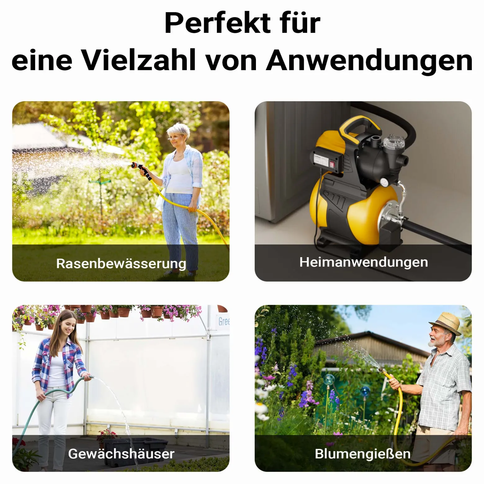 Wiltec Hauswasserwerk mit 19-L-Membrankessel, 3500 l/h Hauswasserautomat mit Druckschalter und Vorfilter, Gartenpumpe mit 44 m Förderhöhe, Wasserpumpe mit 8 m Ansaugtiefe