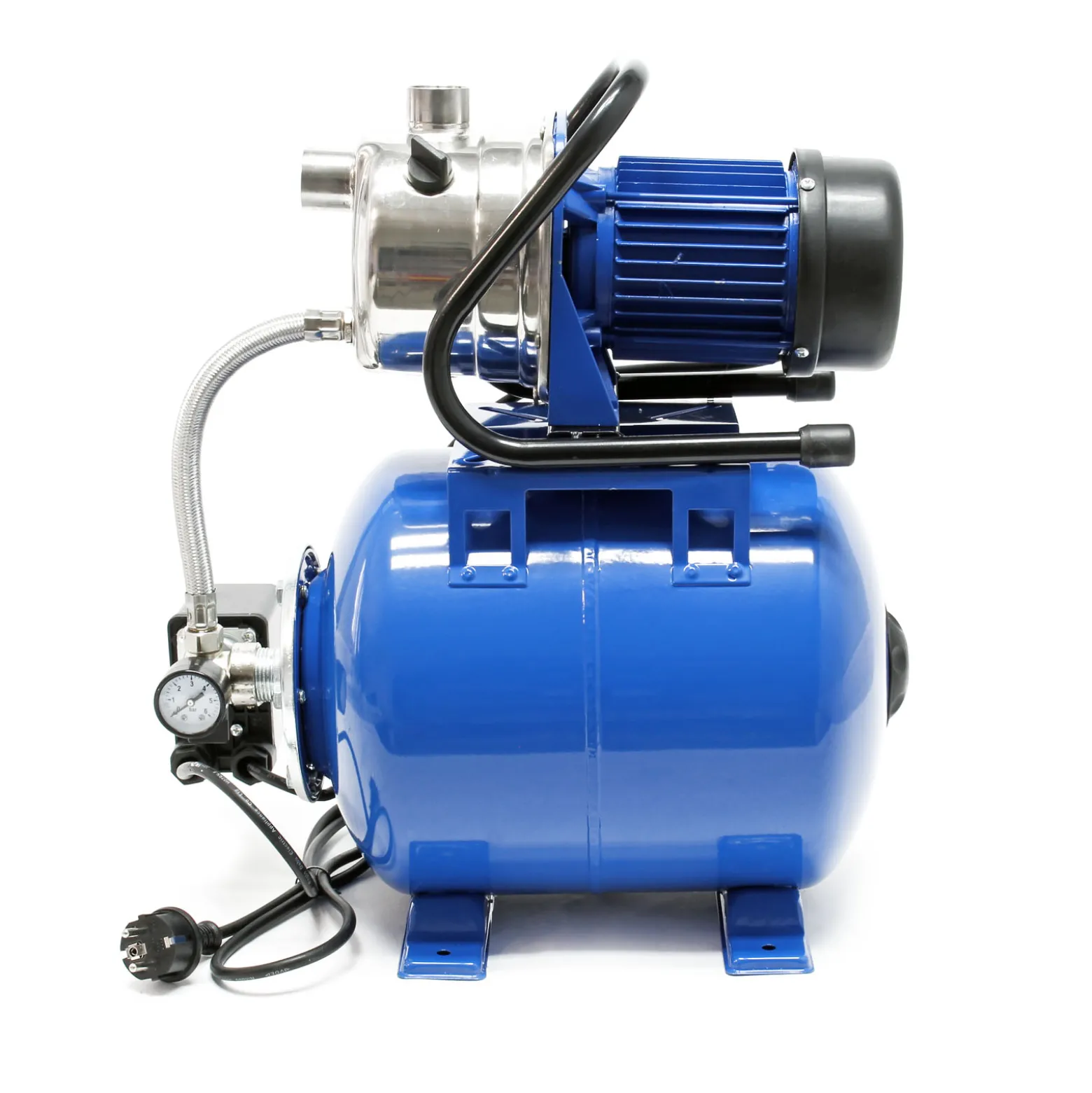 Wiltec Hauswasserwerk 1200W 3400l/h Hauswasserautomat mit Druckschalter und Membrankessel 19l Druckkessel Gartenpumpe Wasserpumpe Brauchwasserpumpe Regenwasserpumpe