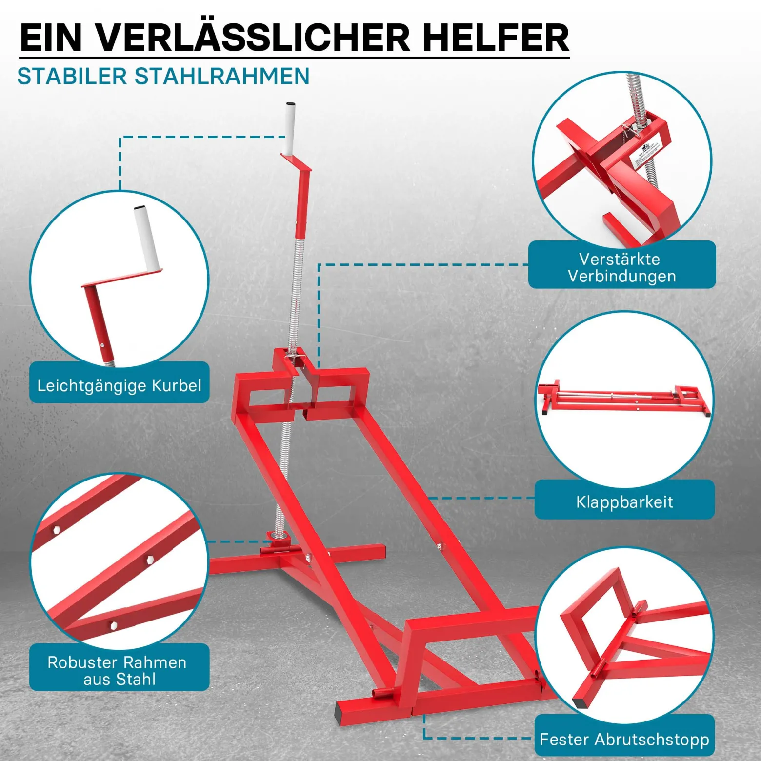 Wiltec Hebevorrichtung für Aufsitzmäher Rasentraktor – bis max 400 kg – 1140 x 495 x 1030 mm – aus Stahl – Lifter als Reinigungshilfe