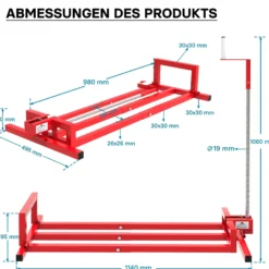 Wiltec Hebevorrichtung für Aufsitzmäher Rasentraktor – bis max 400 kg – 1140 x 495 x 1030 mm – aus Stahl – Lifter als Reinigungshilfe