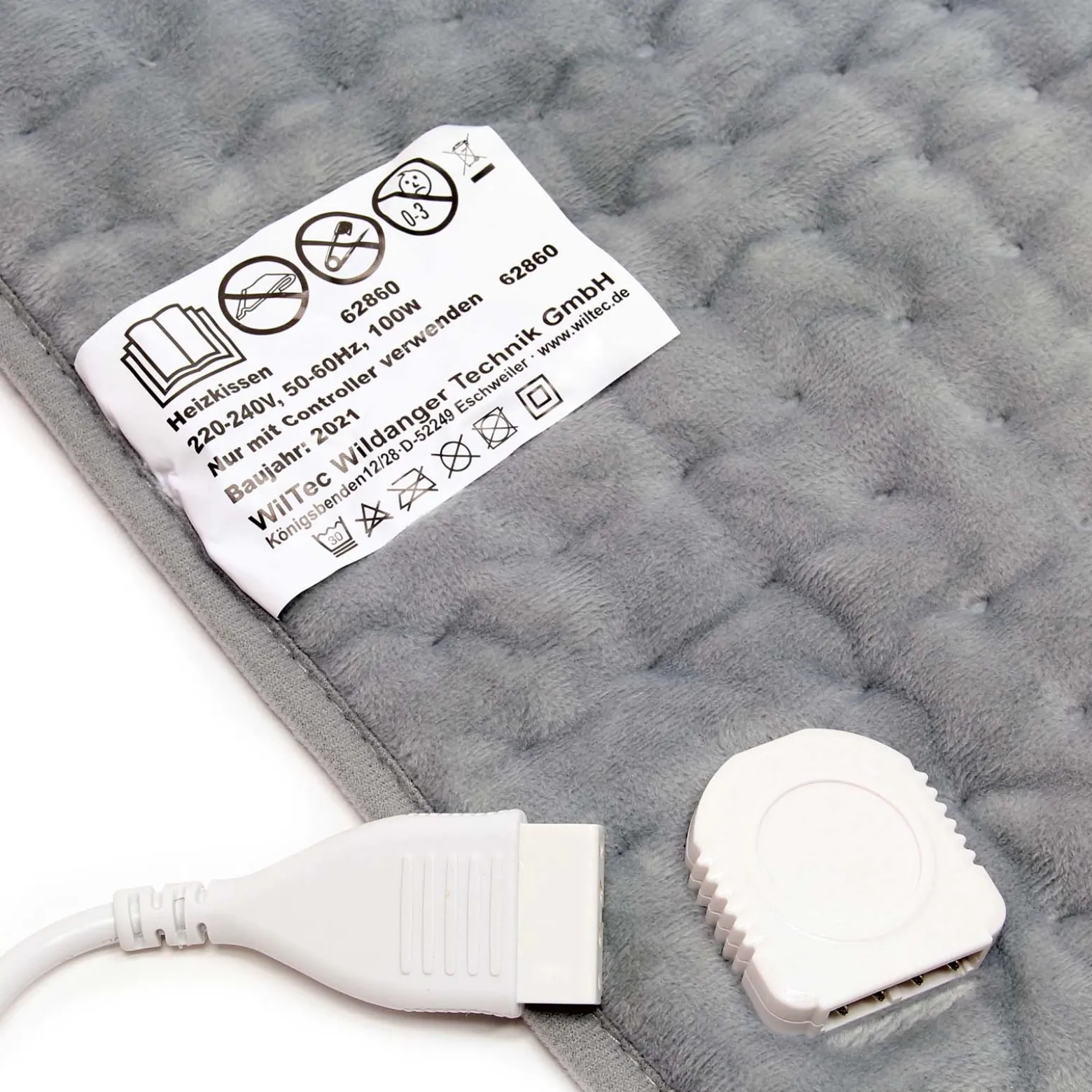 Wiltec Heizkissen mit 3 Heizstufen und Abschaltautomatik 40x30cm Wärmekissen elektrisch aus Fleece Kissen bei 30°C waschbar für Rücken, Nacken, Schulter und Bauch Rückenheizkissen