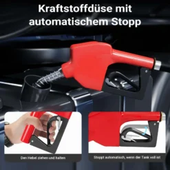 Wiltec Heizöl- und Dieselpumpe 230V/550W 20-60l/min selbstansaugend Pumpe mit automatischer Pistole, Kraftstoffpumpe, Absaugpumpe