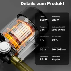 Wiltec Heizöl- und Dieselpumpe Typ04011 230V/550W für 20-60l/min selbstansaugende Heizölpumpe bis 2m mit By-Pass-Ventil gegen Überhitzung