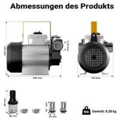 Wiltec Heizöl- und Dieselpumpe Typ04011 230V/550W für 20-60l/min selbstansaugende Heizölpumpe bis 2m mit By-Pass-Ventil gegen Überhitzung