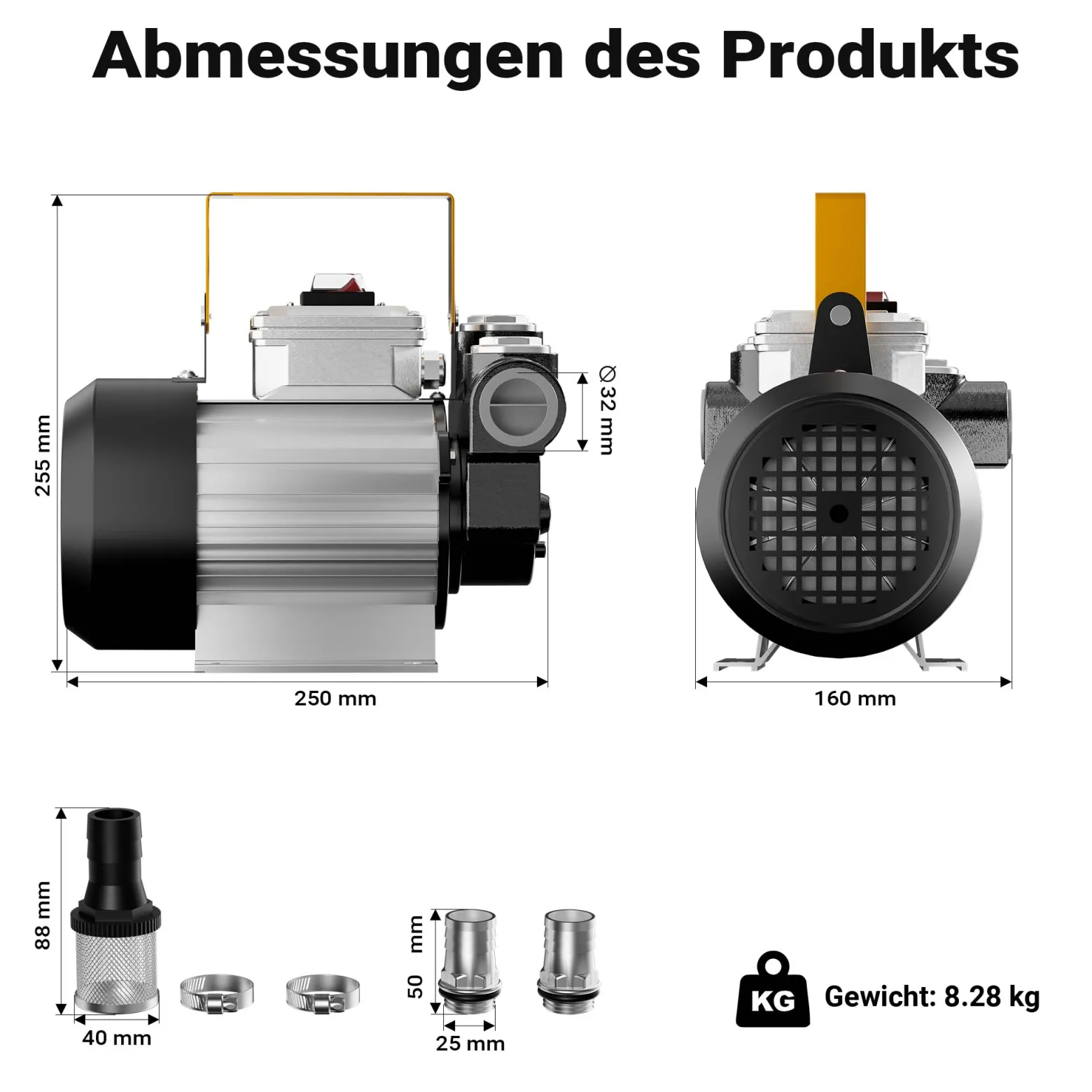 Wiltec Heizöl- und Dieselpumpe Typ04011 230V/550W für 20-60l/min selbstansaugende Heizölpumpe bis 2m mit By-Pass-Ventil gegen Überhitzung