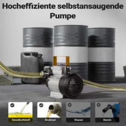 Wiltec Heizöl- und Dieselpumpe Typ04011 230V/550W für 20-60l/min selbstansaugende Heizölpumpe bis 2m mit By-Pass-Ventil gegen Überhitzung