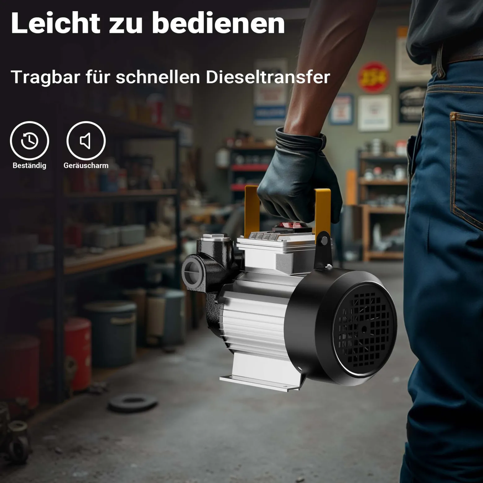 Wiltec Heizöl- und Dieselpumpe Typ04011 230V/550W für 20-60l/min selbstansaugende Heizölpumpe bis 2m mit By-Pass-Ventil gegen Überhitzung
