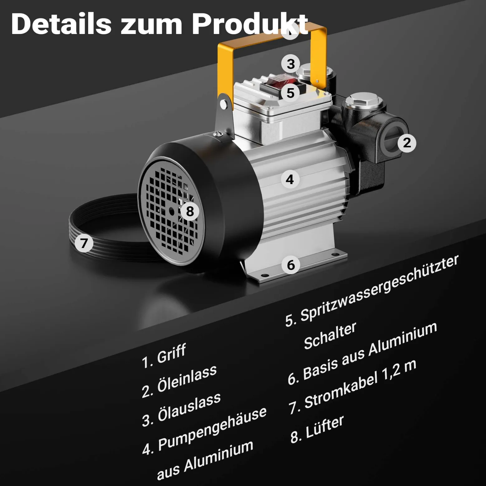 Wiltec Heizöl- und Dieselpumpe Typ04011 230V/550W für 20-60l/min selbstansaugende Heizölpumpe bis 2m mit By-Pass-Ventil gegen Überhitzung