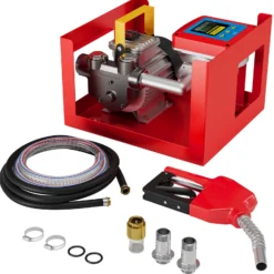 Wiltec Heizöl- und Dieselpumpe 230V/550W 60l/min selbstansaugende Pumpe mit automatischer Pistole, Kraftstoffpumpe, Absaugpumpe