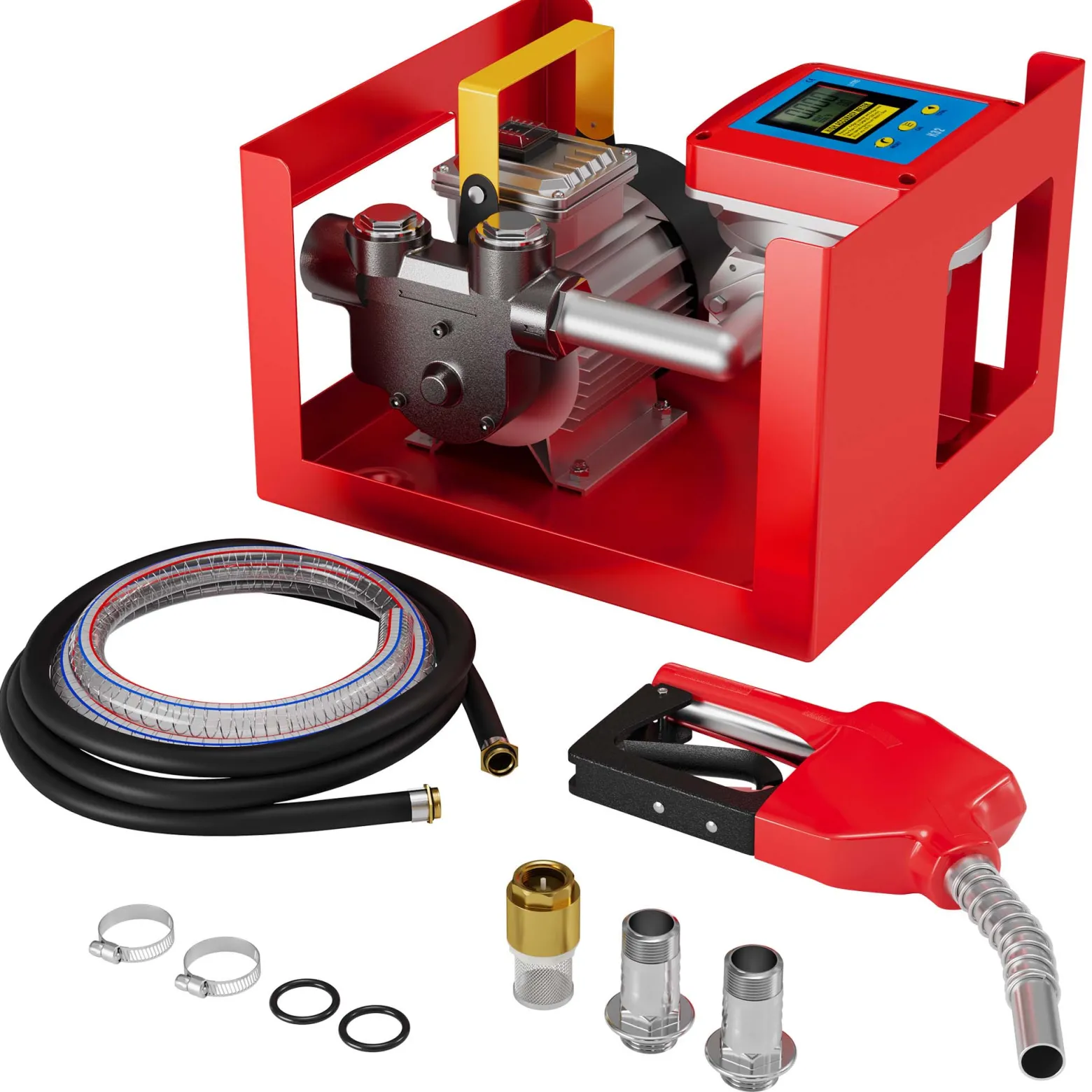 Wiltec Heizöl- und Dieselpumpe 230V/550W 60l/min selbstansaugende Pumpe mit automatischer Pistole, Kraftstoffpumpe, Absaugpumpe
