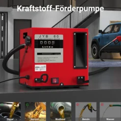 Wiltec Heizöl- und Dieselpumpe 230V/550W 60l/min selbstsansaugend, zur Wandmontage, Zapfpistole mit Abschaltautomatik, Kraftstoffpumpe