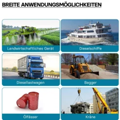 Wiltec Heizöl- und Dieselpumpe 230V/750W 80l/min selbstansaugend Pumpe mit automatischer Pistole, Kraftstoffpumpe, Absaugpumpe