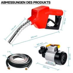 Wiltec Heizöl- und Dieselpumpe 230V/550W 60l/min selbstansaugend Pumpe mit automatischer Pistole, Kraftstoffpumpe, Absaugpumpe