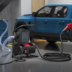 Wiltec Heizöl- und Dieselpumpe 230V/600W 40l/min selbstansaugend Pumpe mit automatischer Pistole, Kraftstoffpumpe, Absaugpumpe