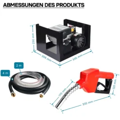 Wiltec Heizöl- und Dieselpumpe 230V/550W 50l/min selbstansaugend Pumpe mit automatischer Pistole, Kraftstoffpumpe, Absaugpumpe