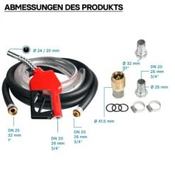 Wiltec Heizöl- und Dieselpumpe 230V/550W 50l/min selbstansaugend Pumpe mit automatischer Pistole, Kraftstoffpumpe, Absaugpumpe