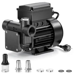 Wiltec Heizöl- und Dieselpumpe 230V 550W 80l/min, Selbstansaugende Umfüllpumpe mit 2 m Ansaughöhe und Rückschlagventil, Absaugpumpe