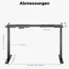 Wiltec Höhenverstellbarer Schreibtisch zweimotorig, Schreibtischrahmen, Gestell für Tischplatten, mit Kollisionsschutz, Memoryfunktion und Sitz-/Stehzeit-Erinnerung