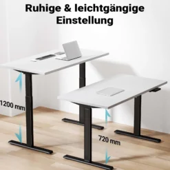 Wiltec Höhenverstellbarer Schreibtisch zweimotorig, Schreibtischrahmen, Gestell für Tischplatten, mit Kollisionsschutz, Memoryfunktion und Sitz-/Stehzeit-Erinnerung