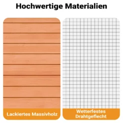 Wiltec Hühnerstall 3100 x 1500 x 1500 mm braun mit Freilauf und Nistkästen aus Holz, Hühnerhaus mit Unterschlupf, Gitter und Kotwanne verzinkt