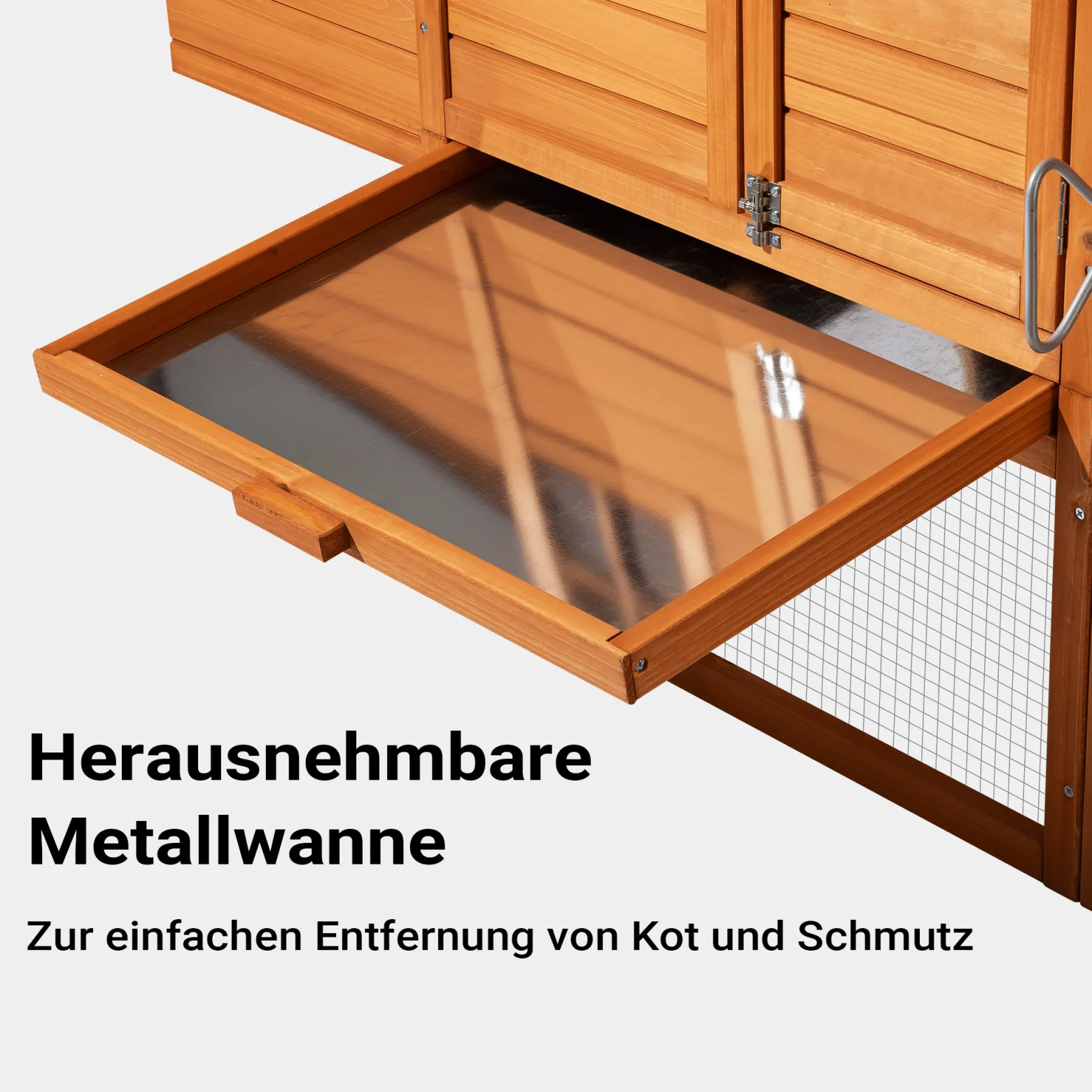 Wiltec Hühnerstall 1720 x 660 x 1200 mm braun mit Freilauf und Nistkasten aus Fichtenholz, Hühnerhaus mit Unterschlupf, Gitter und Kotwanne verzinkt