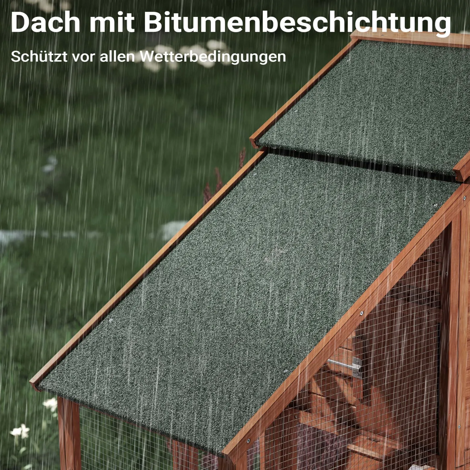 Wiltec Hühnerstall 1720 x 660 x 1200 mm braun mit Freilauf und Nistkasten aus Fichtenholz, Hühnerhaus mit Unterschlupf, Gitter und Kotwanne verzinkt