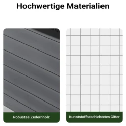 Wiltec Hühnerstall 1535 x 525 x 685 mm hellgrau mit Freilauf und Schlafhaus aus Holz, Hühnerhaus mit Unterschlupf, Gitter und Kotwanne verzinkt
