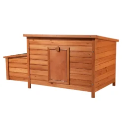 Wiltec Hühnerstall 1360 x 740 x 700 mm rotbraun mit Nistkasten aus Holz, Hühnerhaus mit Unterschlupf, isoliertem Dach und Kotwanne verzinkt