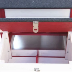 Wiltec Hühnerstall 1520 x 520 x 920 mm rot-weiß mit Freilauf und Nistkasten aus Tannenholz, Hühnerhaus mit Unterschlupf, Gitter und Kotwanne verzinkt