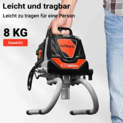 Wiltec Hochdruck Farbsprühsystem 1010 W, 207 bar, 1,5 l/min, Farbspritzgerät mit Düse und Verlängerungsstange, Farbsprühgerät für Wandfarbe
