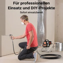 Wiltec Hochdruck Farbsprühsystem 1010 W, 207 bar, 1,5 l/min, Farbspritzgerät mit Düse und Verlängerungsstange, Farbsprühgerät für Wandfarbe