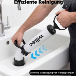 Wiltec Hochdruck Rohrreinigungspumpe zur schnellen Rohrreinigung Abflussreiniger für Bad und WC