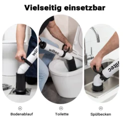Wiltec Hochdruck Rohrreinigungspumpe zur schnellen Rohrreinigung Abflussreiniger für Bad und WC