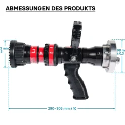Wiltec Hohlstrahlrohr mit 150/200/350/450 l/min, C Storzkupplung und stufenloser Sprühstrahlverstellung für THW Feuerwehrrohr