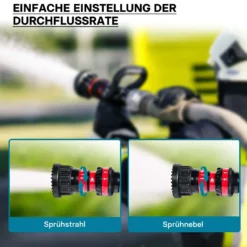 Wiltec Hohlstrahlrohr mit 150/200/350/450 l/min, C Storzkupplung und stufenloser Sprühstrahlverstellung für THW Feuerwehrrohr