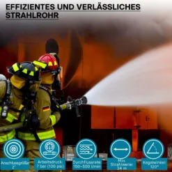 Wiltec Hohlstrahlrohr mit 150/200/350/500 l/min, C Storzkupplung und stufenloser Sprühstrahlverstellung für THW Feuerwehrrohr