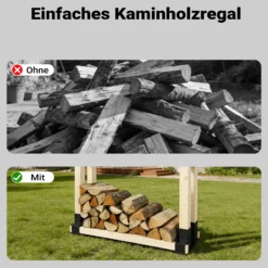 Wiltec Holzstapelhilfe für Kaminholz im 2er Set, 335 x 85 x 130 mm, Brennholz Stapelhilfe Gestell für Feuerholz und Brennholz, Holzhalter