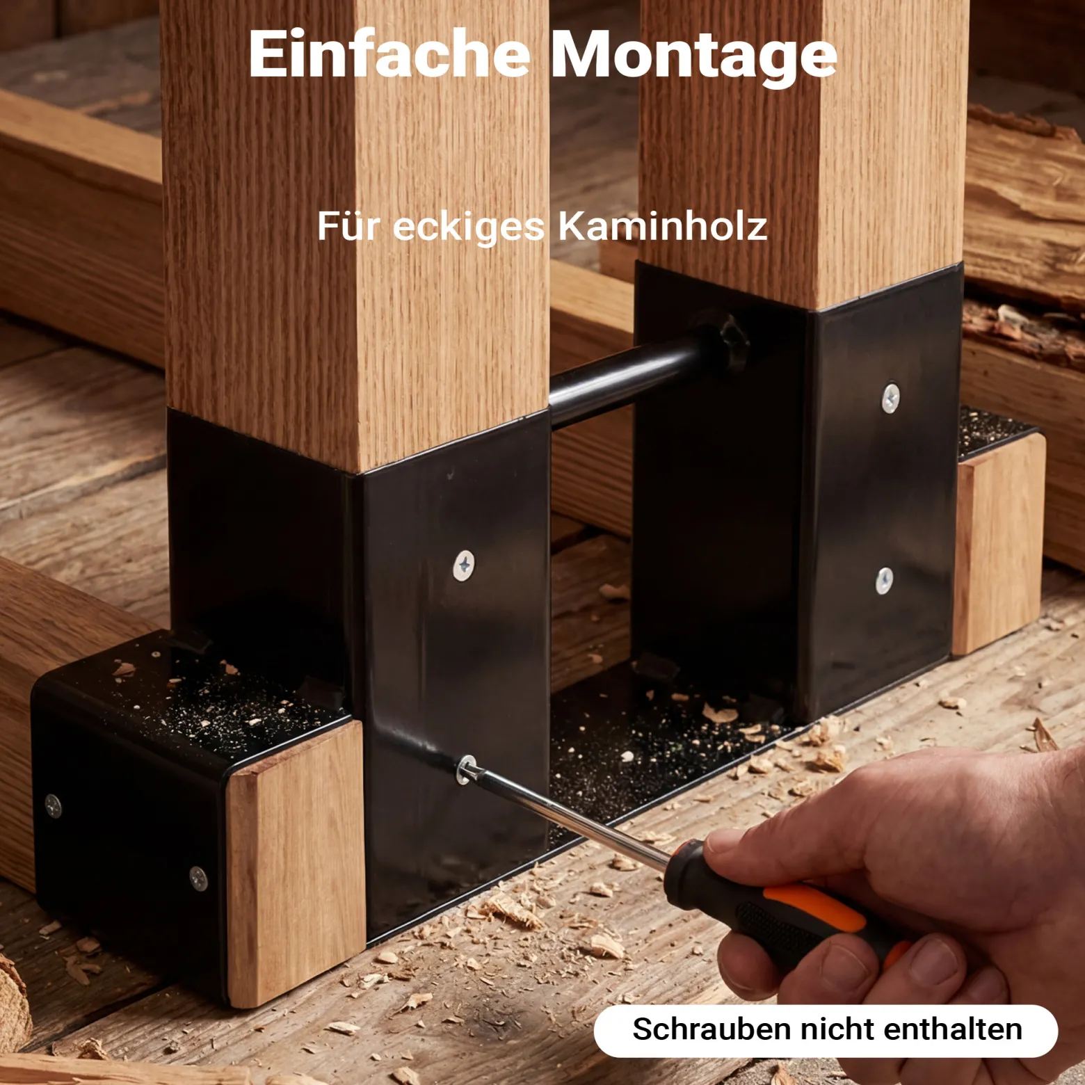 Wiltec Holzstapelhilfe für Kaminholz im 2er Set, 335 x 85 x 130 mm, Brennholz Stapelhilfe Gestell für Feuerholz und Brennholz, Holzhalter