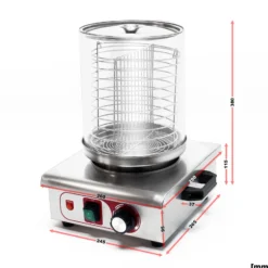 Wiltec Hot Dog Gerät 450 W aus Edelstahl, 260 x 290 x 380 mm, Wurstkocher Würstchenwärmer Hot Dog Maker Eierkocher Dämpfer